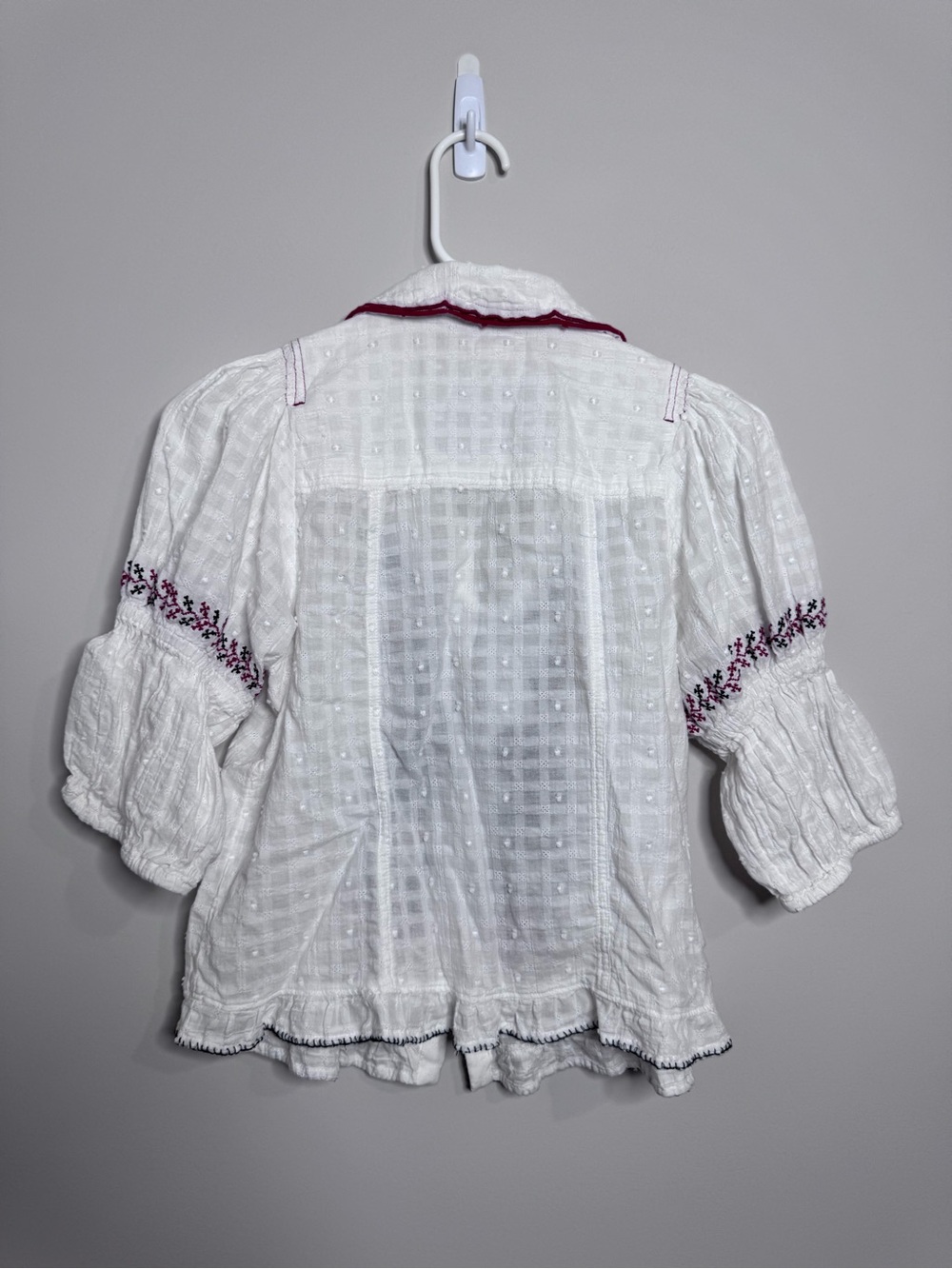 Pilcro Puff Sleeve Embroidered Collared Blouse - Picture 10 of 11